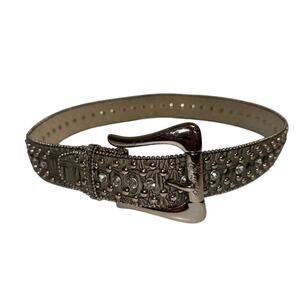 GUESS RHINESTONES cowgirl rodeo show Faux Snakeskin Belt Animal Print TAN MED